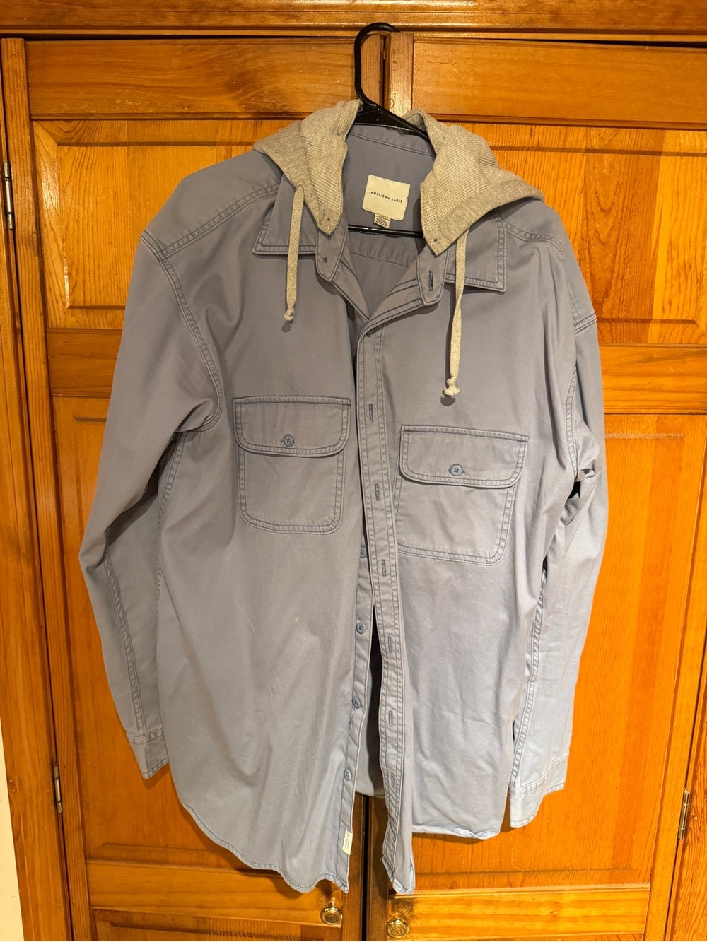 American Eagle Outfitters Light Blue Hooded Overshirt
